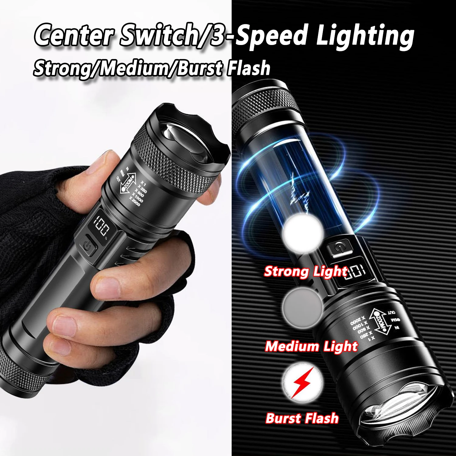 超高輝度 LED 懐中電灯 2000LM Type-C 充電 - Outdoor Lighting Electric のレビューと価格