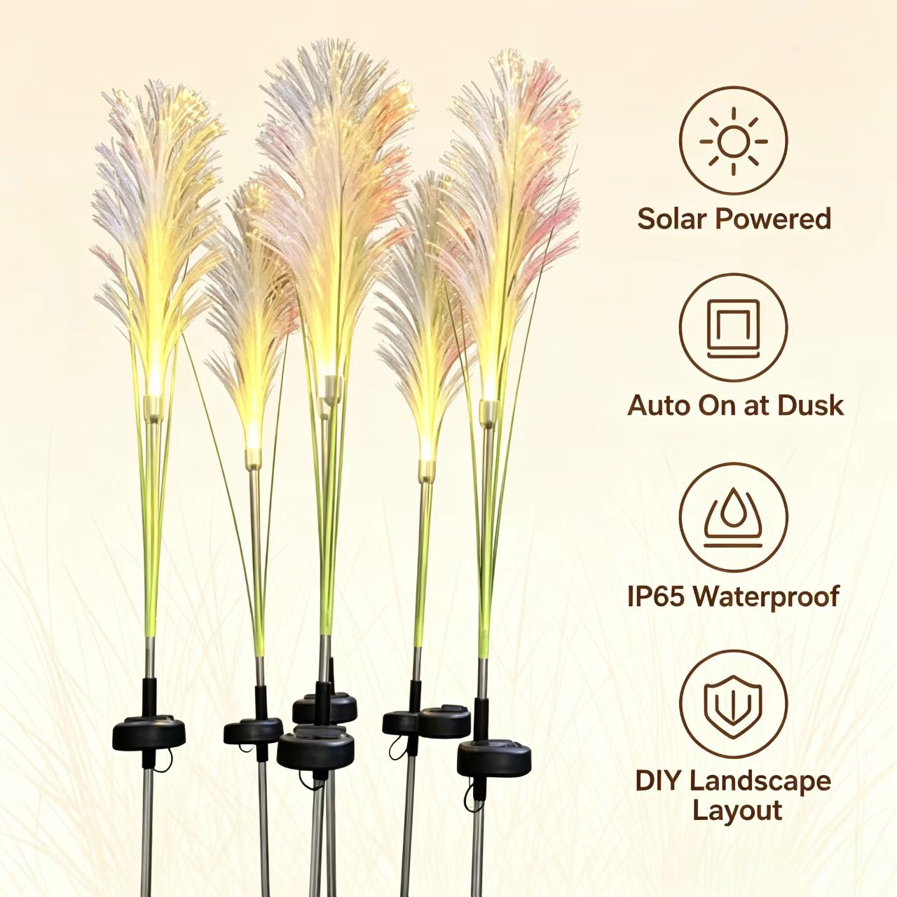 HTMCK LEDソーラーガーデンリードランプ屋外防水芝生ラ - Outdoor Lighting Electric のレビューと価格
