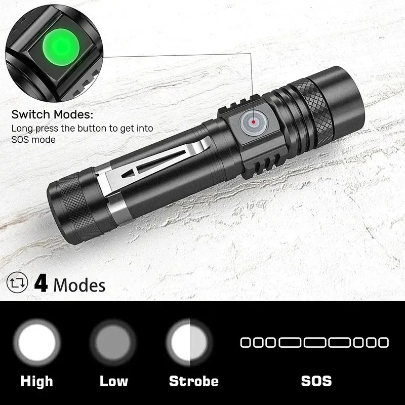 T6 LED 充電式懐中電灯、18650 ズーム可能なトーチ - Outdoor Lighting Electric のレビューと価格