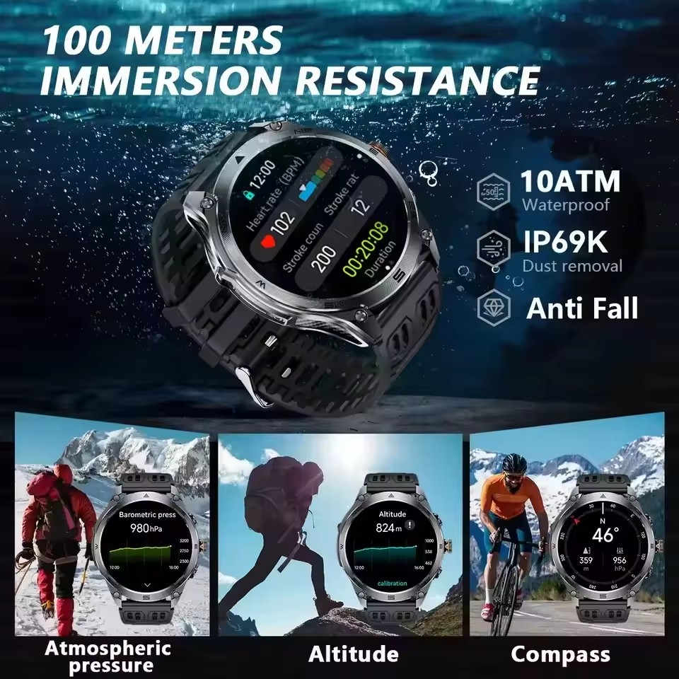 新しい軍事用GPSトラック内蔵スマートウォッチ男性用アウトド - Outdoor Lighting Track のレビューと価格