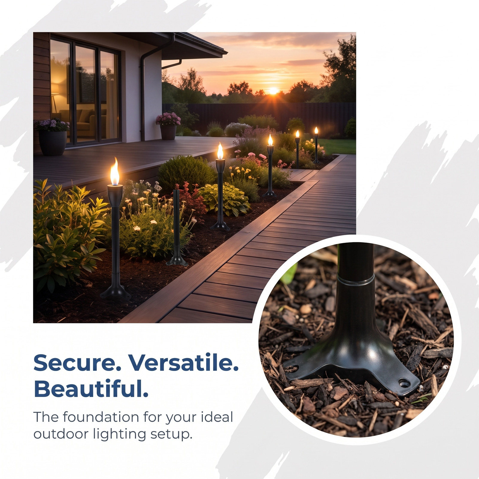 6個セット ガーデンライト用グラウンドステーク 安定したトー - Outdoor Lighting Ground のレビューと価格