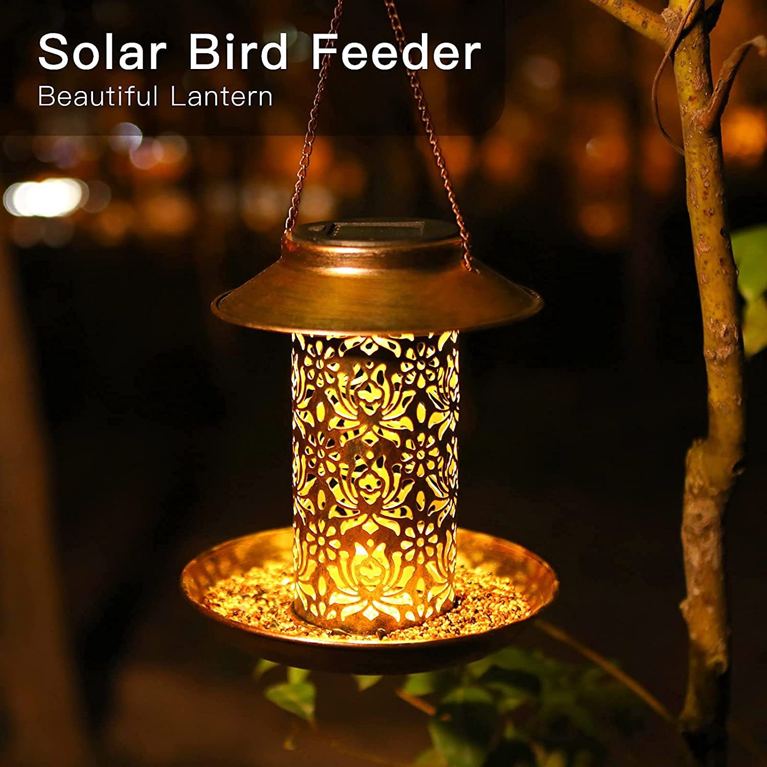 吊り下げバードハウスメタル屋外ソーラーバードフィーダーライト - Outdoor Lighting Ideas For House のレビューと価格
