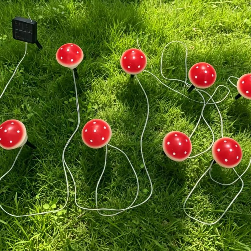 ソーラーマッシュルームストリングライト 防水屋外ステークライ - Outdoor Lighting Halloween のレビューと価格