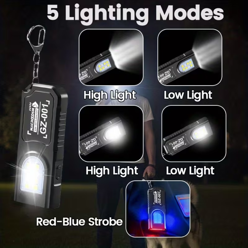 ミニ COB LED キーホルダー懐中電灯 USB 充電式ト - Outdoor Lighting House のレビューと価格
